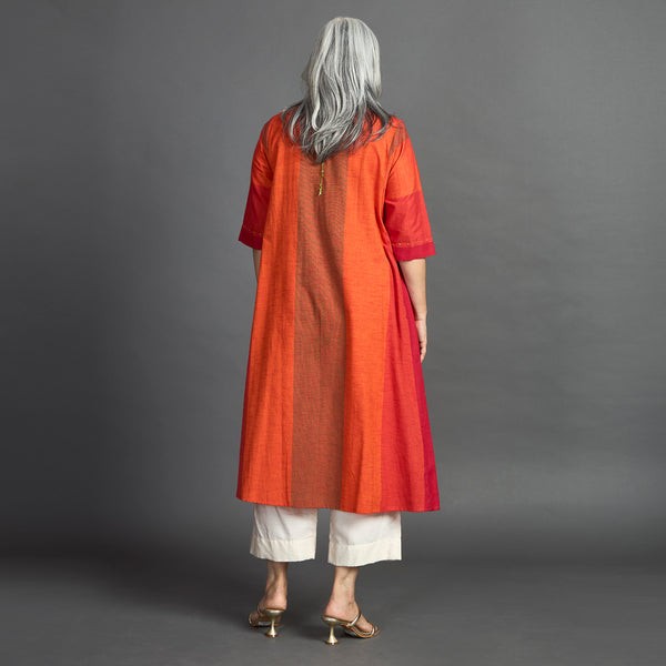 AAROHI Pintucked Tunic - Red Orange (LAST PIECES)