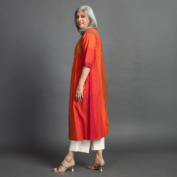 AAROHI Pintucked Tunic - Red Orange (LAST PIECES)