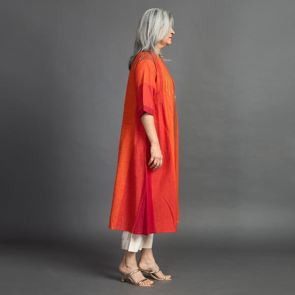 AAROHI Pintucked Tunic - Red Orange (LAST PIECES)