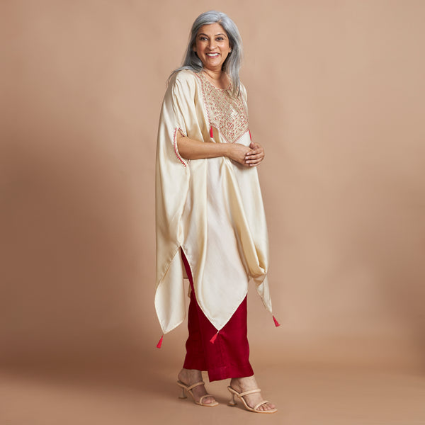 ANANTA Kaftan Set - Ivory Red