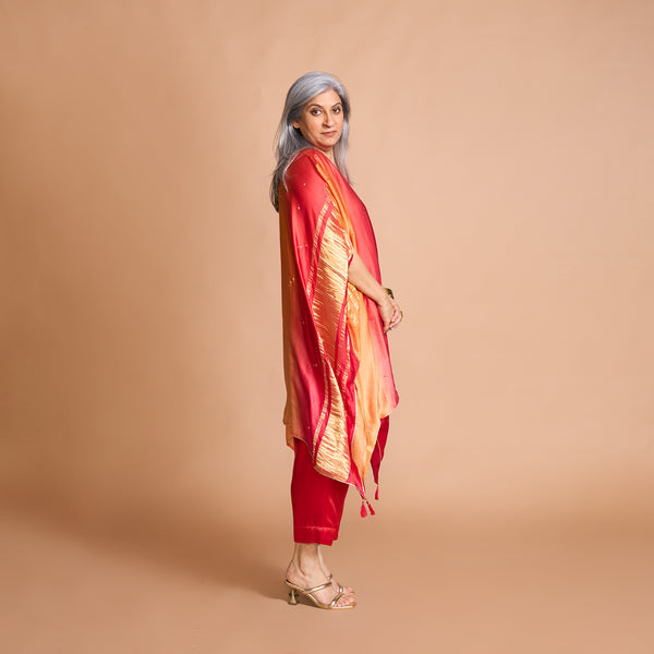 ANANTA Kaftan Set - Red Orange