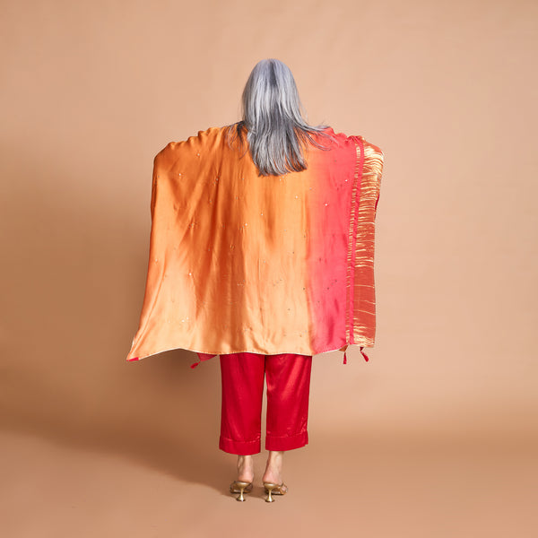 ANANTA Kaftan Set - Red Orange