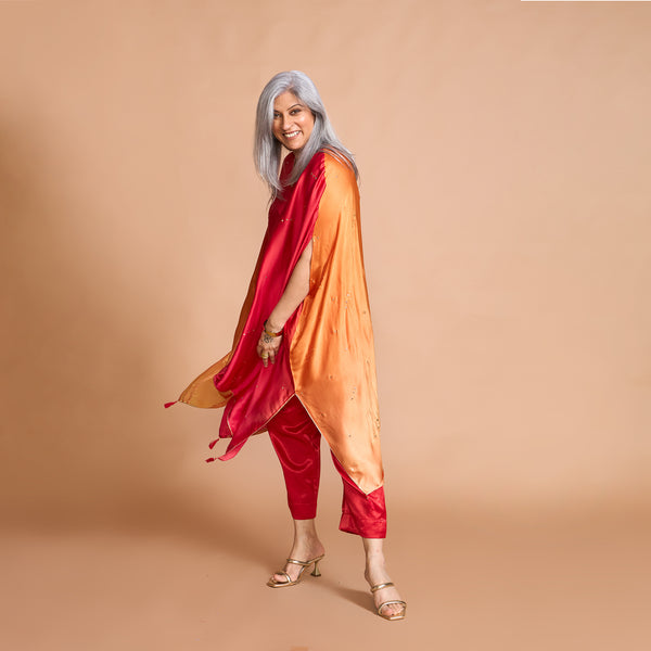 ANANTA Kaftan Set - Red Orange