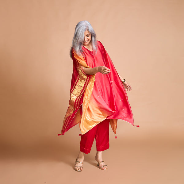 ANANTA Kaftan Set - Red Orange