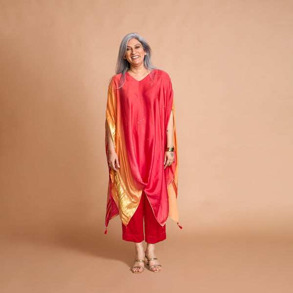 ANANTA Kaftan Set - Red Orange