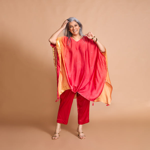 ANANTA Kaftan Set - Red Orange