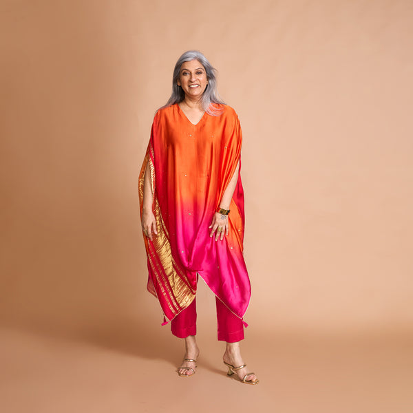 ANANTA Kaftan Set - Red Pink