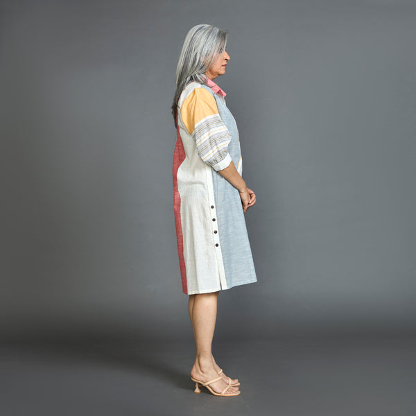 ANUSHKA Dress  - Grey Pink Stripe (LAST PIECES)