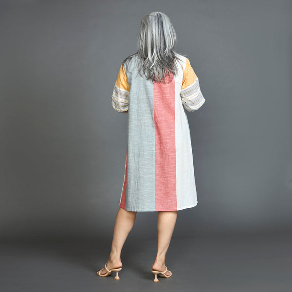 ANUSHKA Dress  - Grey Pink Stripe (LAST PIECES)