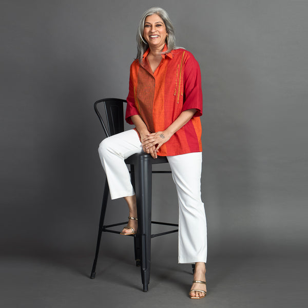 GIN Oversize shirt - Red Orange stripe (SOLD OUT)