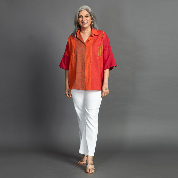 GIN Oversize shirt - Red Orange stripe (SOLD OUT)