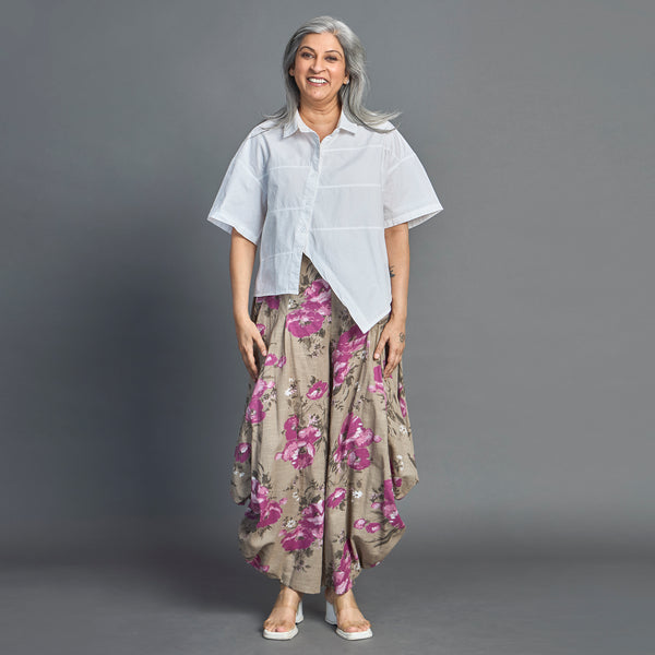GORO Pants - Purple floral Linen