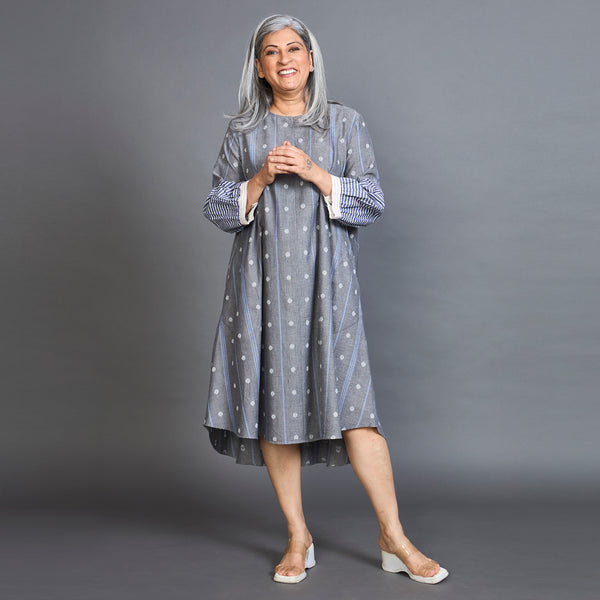 KAVYA A-line Dress - Grey Ivory dots (SOLD OUT)