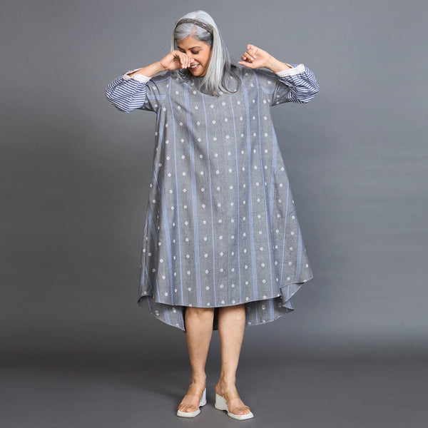 KAVYA A-line Dress - Grey Ivory dots (SOLD OUT)