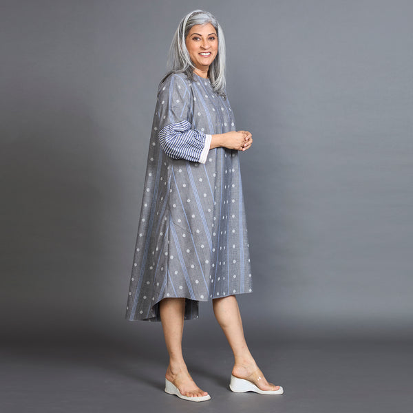 KAVYA A-line Dress - Grey Ivory dots (SOLD OUT)