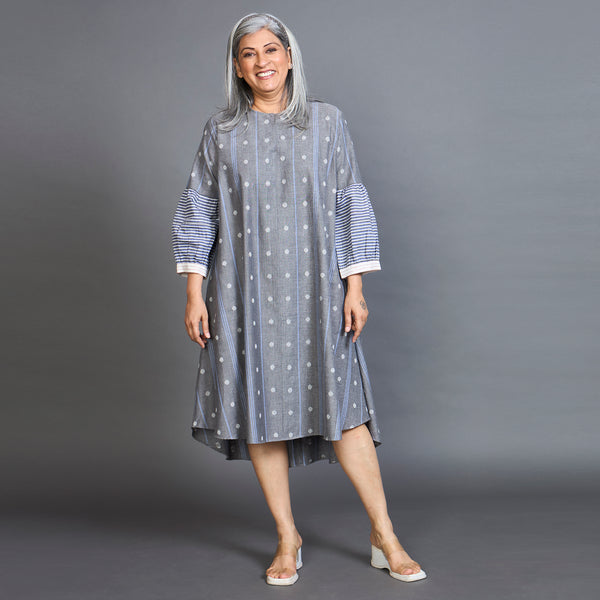 KAVYA A-line Dress - Grey Ivory dots (SOLD OUT)