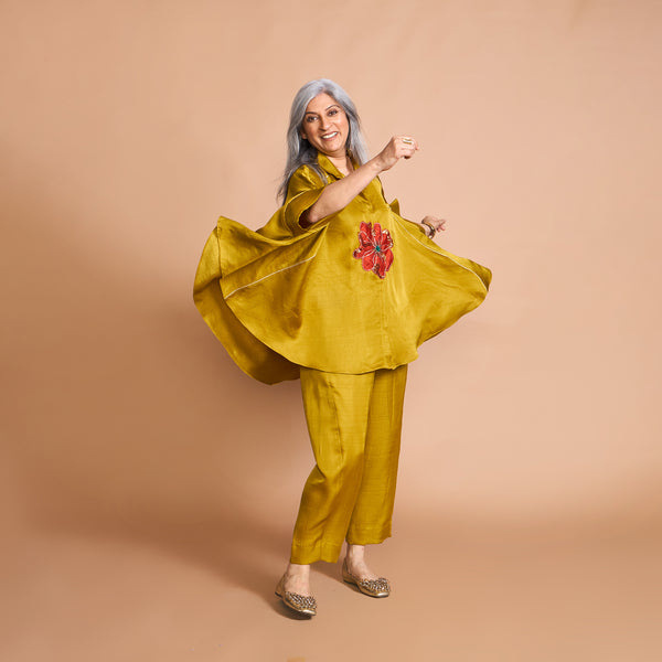 LELA Butterfly Shirt Co-Ord Set - Yellow Ochre
