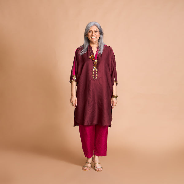 NEELAM Kaftan Set - Burgundy