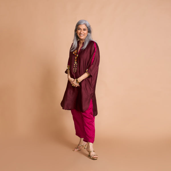 NEELAM Kaftan Set - Burgundy