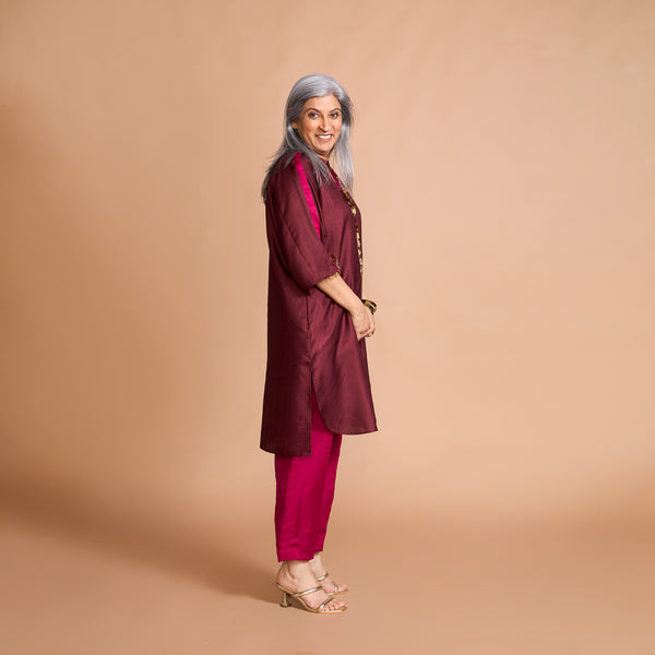 NEELAM Kaftan Set - Burgundy