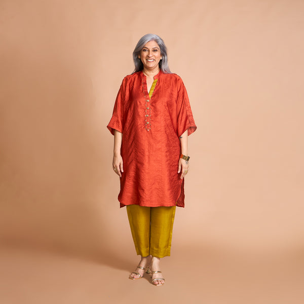 NEELAM Kaftan Set - Burnt Orange