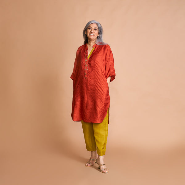 NEELAM Kaftan Set - Burnt Orange