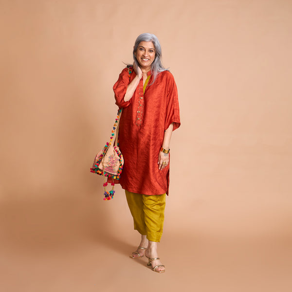 NEELAM Kaftan Set - Burnt Orange