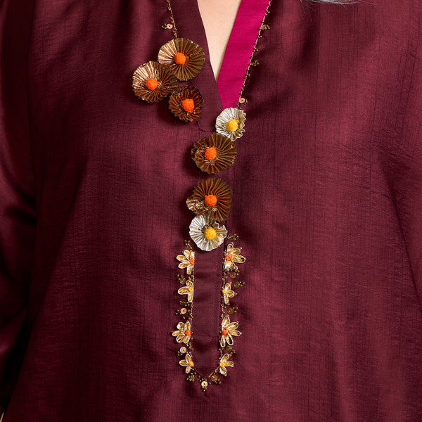 NEELAM Kaftan Set - Burgundy