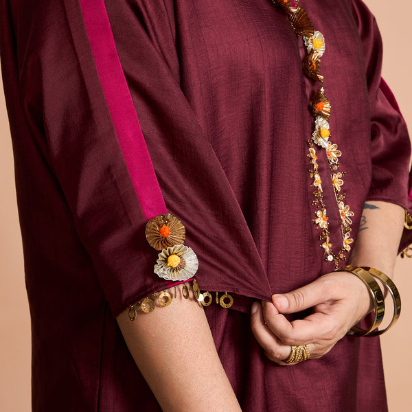 NEELAM Kaftan Set - Burgundy