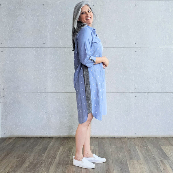Netra Shirt Dress - Blue Grey Cotton (SALE)