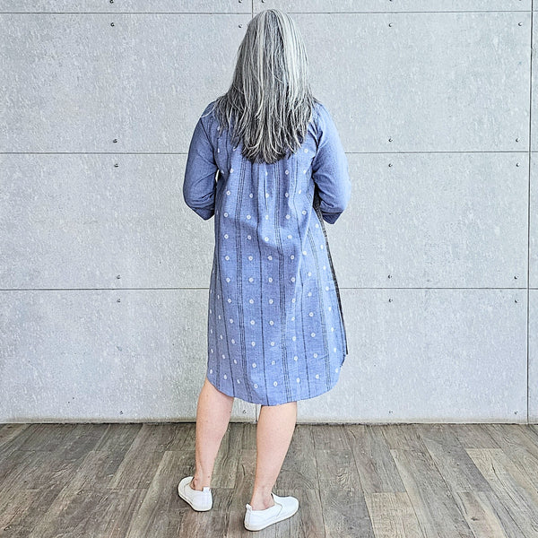 Netra Shirt Dress - Blue Grey Cotton (SALE)
