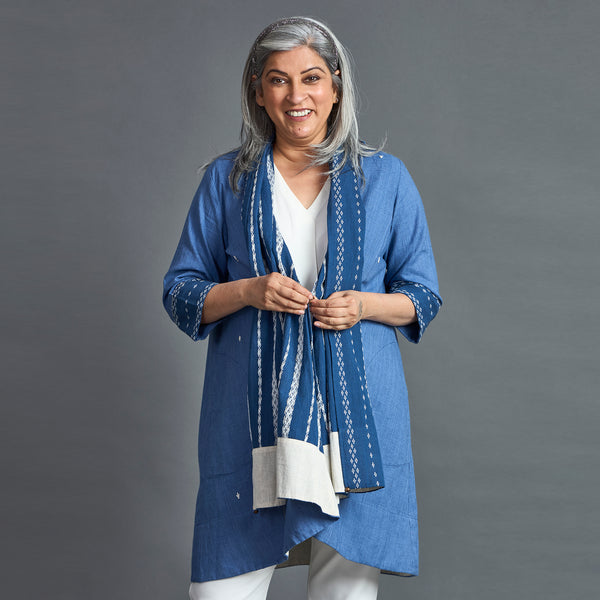 NORI Cape style Jacket - Blue & White (LAST PIECES)