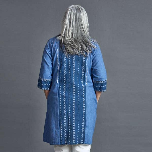 NORI Cape style Jacket - Blue & White (LAST PIECES)