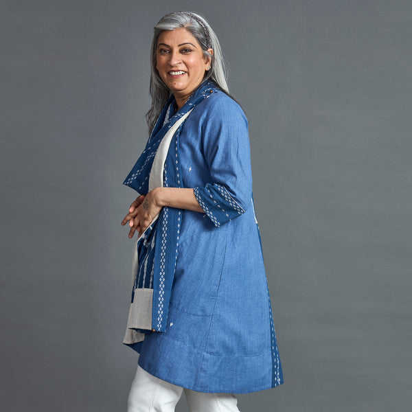NORI Cape style Jacket - Blue & White (LAST PIECES)