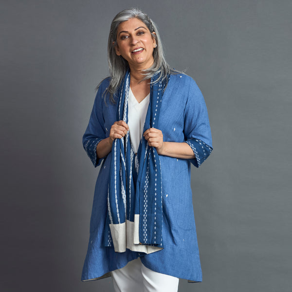 NORI Cape style Jacket - Blue & White (LAST PIECES)