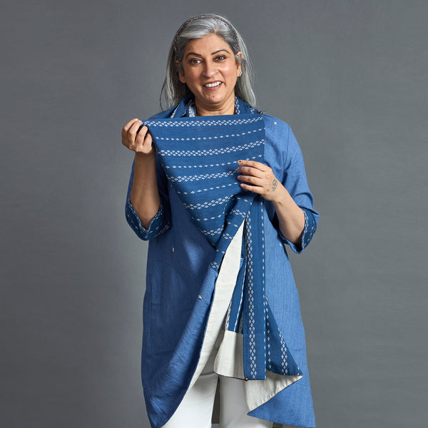 NORI Cape style Jacket - Blue & White (LAST PIECES)