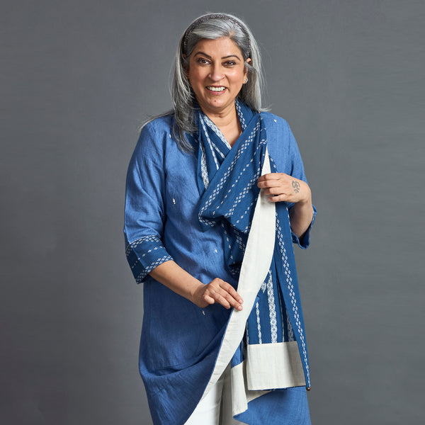 NORI Cape style Jacket - Blue & White (LAST PIECES)