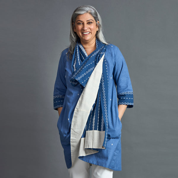 NORI Cape style Jacket - Blue & White (LAST PIECES)