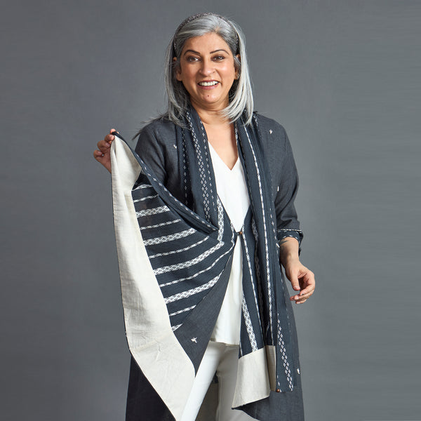 NORI Cape style Jacket - Grey & White (LAST PIECES)