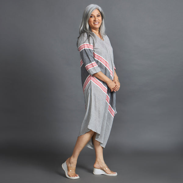 TASHI Cowl Dress - Grey Stripe (SOLD OUT)
