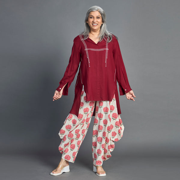 UMI GORO Set - Dark Red Ivory Print