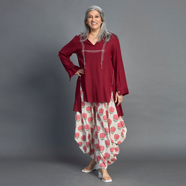 UMI GORO Set - Dark Red Ivory Print