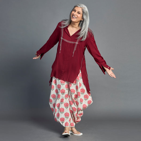 UMI GORO Set - Dark Red Ivory Print