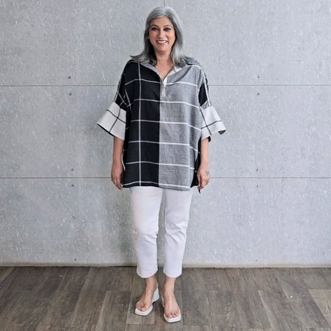 Yoko Oversize Shirt - Black & Grey