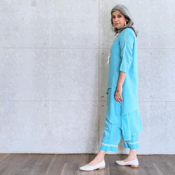 Anahita Tunic with Cropped Pants - Bluefish Blue