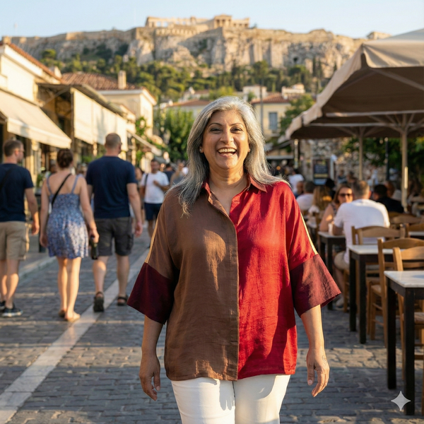 GIN Oversize Shirt - Red & Burgundy (PROMO)