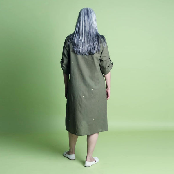 JANET 3 Pocket Dress - Olive Green