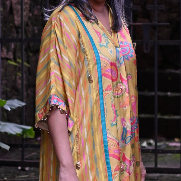 MEHAR  Kaftan Set - Yellow Paisley Print