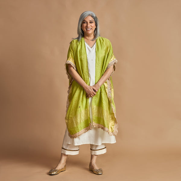 ANAM Dupatta Cape - Lime Green (LAST PIECE)