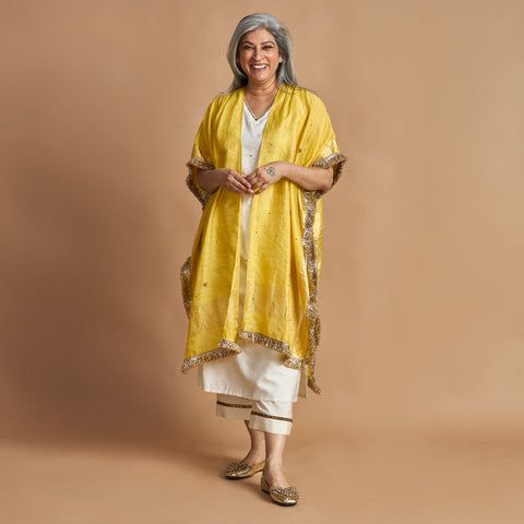 ANAM Dupatta Cape - Mango Yellow (LAST PIECE)